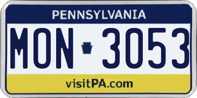 PA license plate MON3053