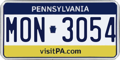 PA license plate MON3054