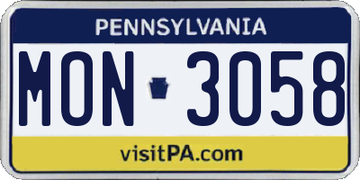 PA license plate MON3058