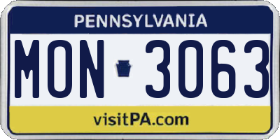 PA license plate MON3063