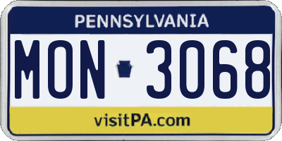 PA license plate MON3068