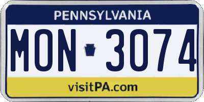 PA license plate MON3074