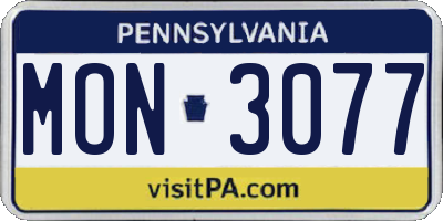 PA license plate MON3077