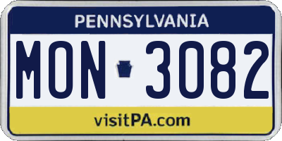 PA license plate MON3082