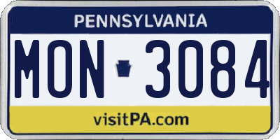 PA license plate MON3084