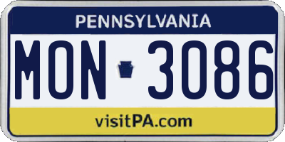 PA license plate MON3086