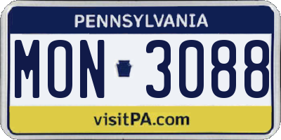 PA license plate MON3088