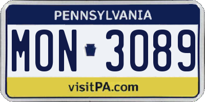 PA license plate MON3089