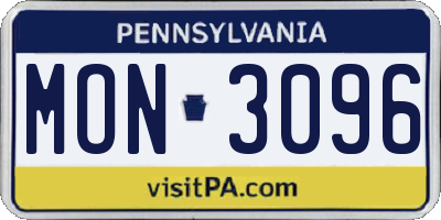 PA license plate MON3096
