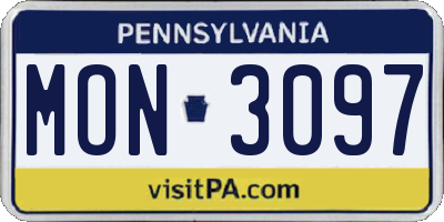 PA license plate MON3097
