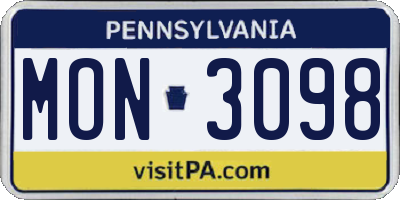 PA license plate MON3098