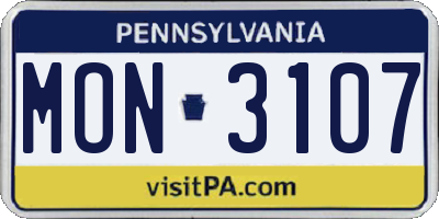 PA license plate MON3107