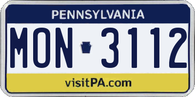 PA license plate MON3112
