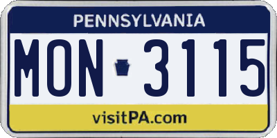 PA license plate MON3115