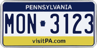 PA license plate MON3123