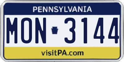 PA license plate MON3144