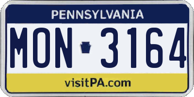 PA license plate MON3164