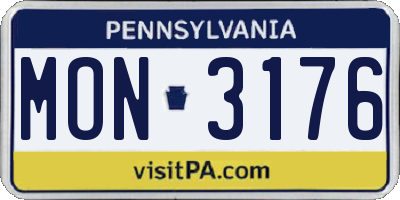 PA license plate MON3176