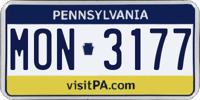 PA license plate MON3177