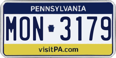 PA license plate MON3179