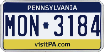 PA license plate MON3184