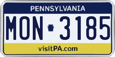 PA license plate MON3185