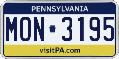 PA license plate MON3195