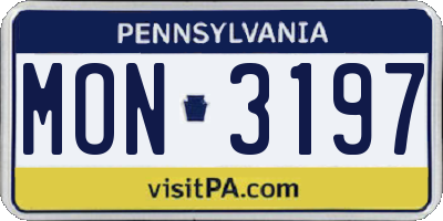 PA license plate MON3197