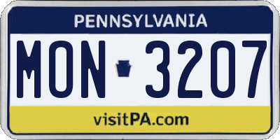 PA license plate MON3207