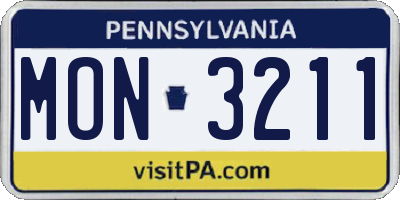 PA license plate MON3211