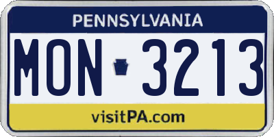 PA license plate MON3213