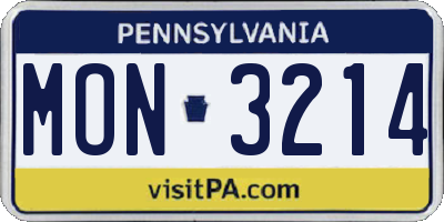 PA license plate MON3214