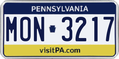 PA license plate MON3217