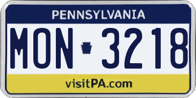 PA license plate MON3218