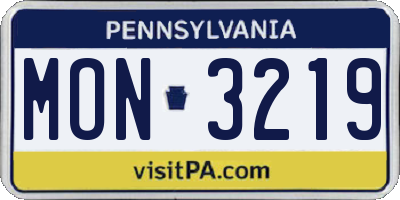 PA license plate MON3219