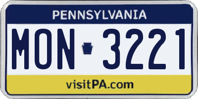 PA license plate MON3221