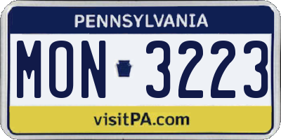 PA license plate MON3223