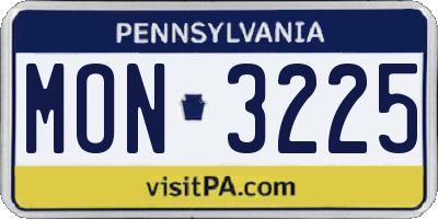 PA license plate MON3225