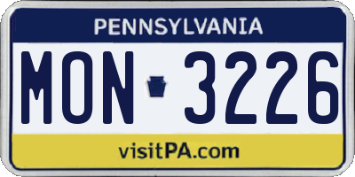 PA license plate MON3226