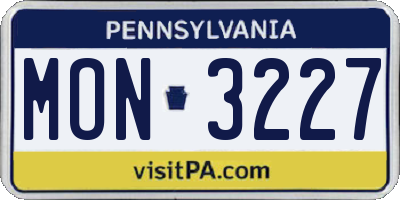 PA license plate MON3227