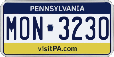 PA license plate MON3230