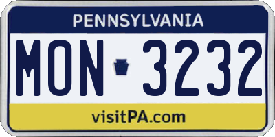 PA license plate MON3232