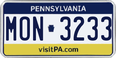 PA license plate MON3233
