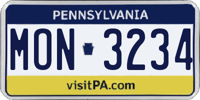 PA license plate MON3234