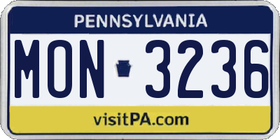 PA license plate MON3236