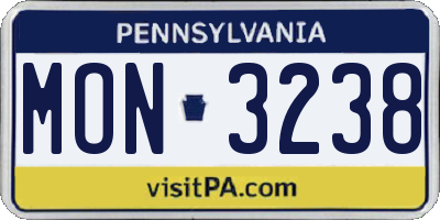 PA license plate MON3238