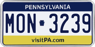 PA license plate MON3239