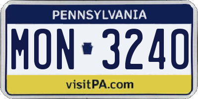 PA license plate MON3240