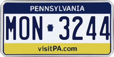 PA license plate MON3244