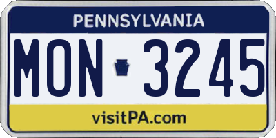 PA license plate MON3245